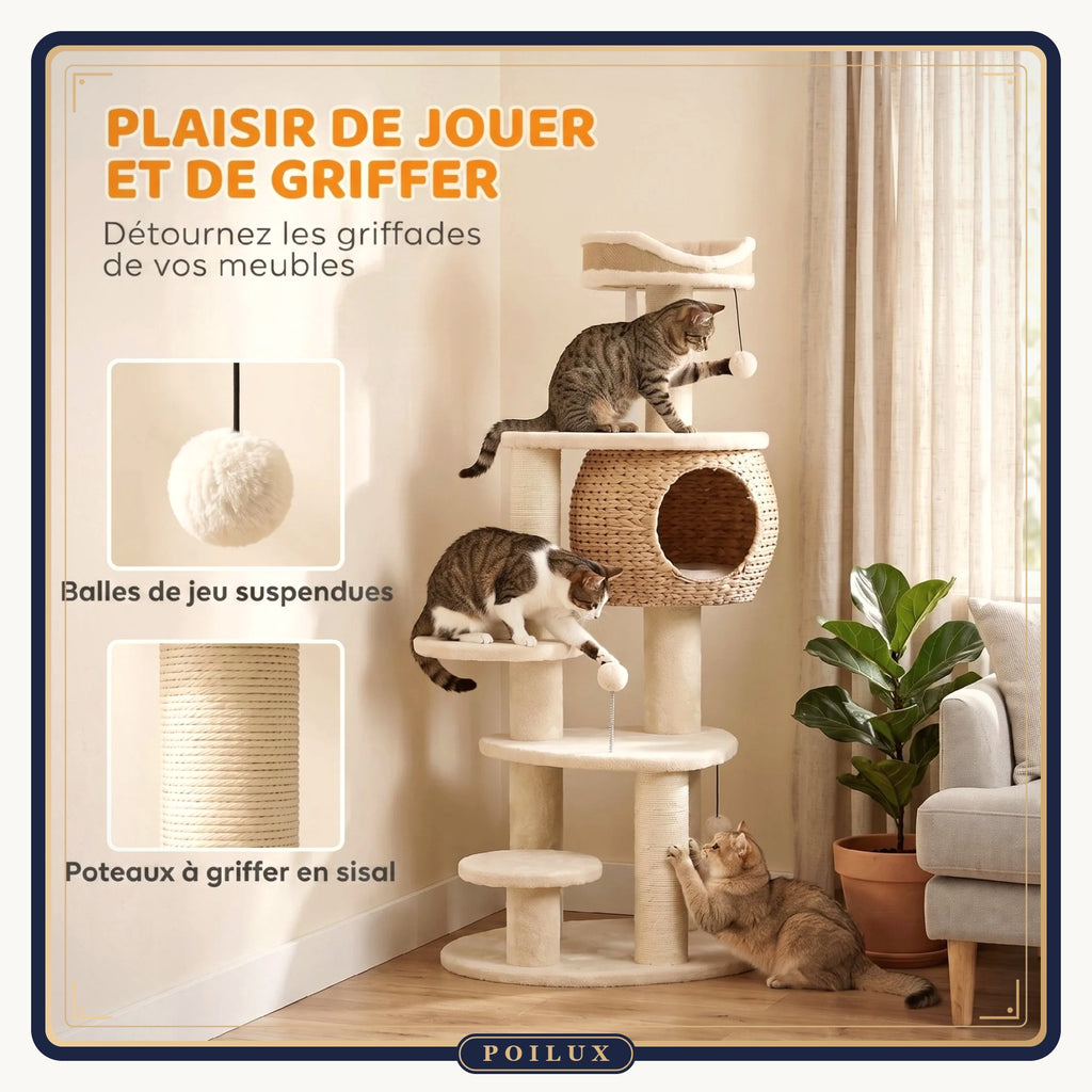 Arbre à chat 132 cm 4 niveaux – vue 3
