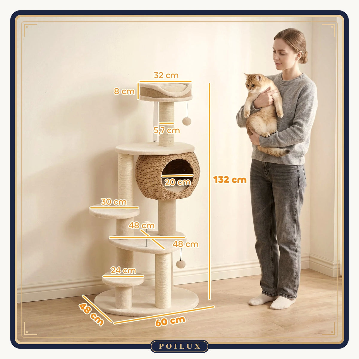 Arbre à chat 132 cm 4 niveaux – vue 5