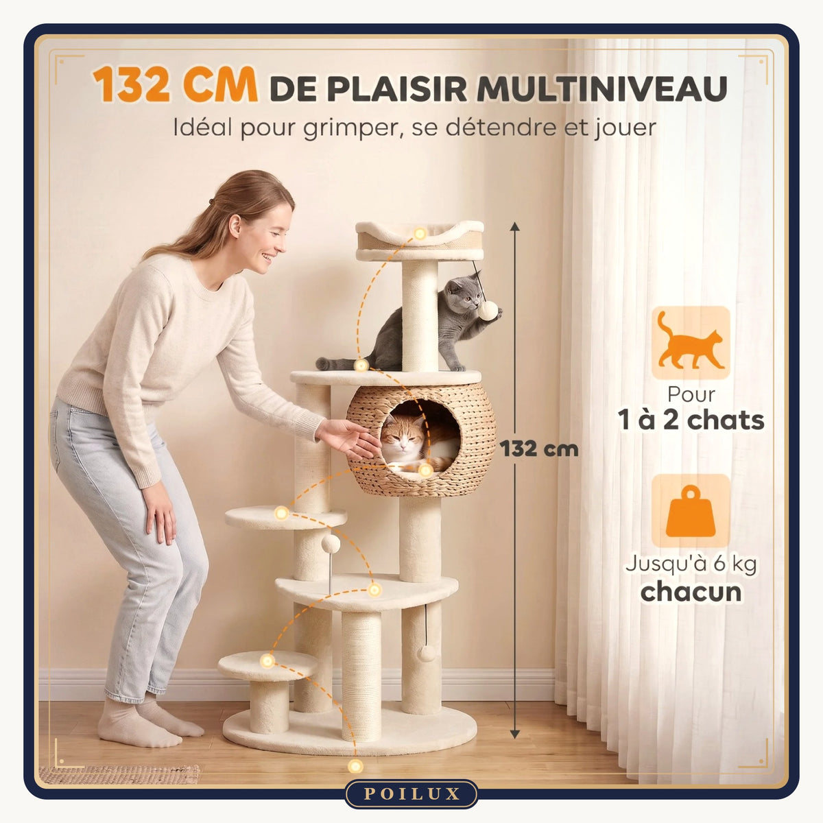 Arbre à chat 132 cm 4 niveaux – vue 6
