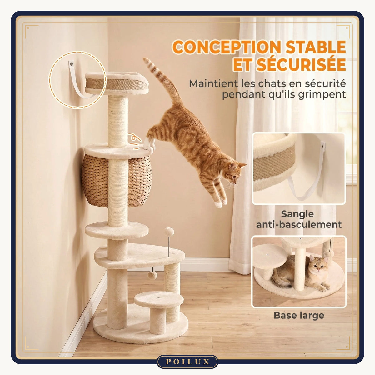 Arbre à chat 132 cm 4 niveaux – vue 7