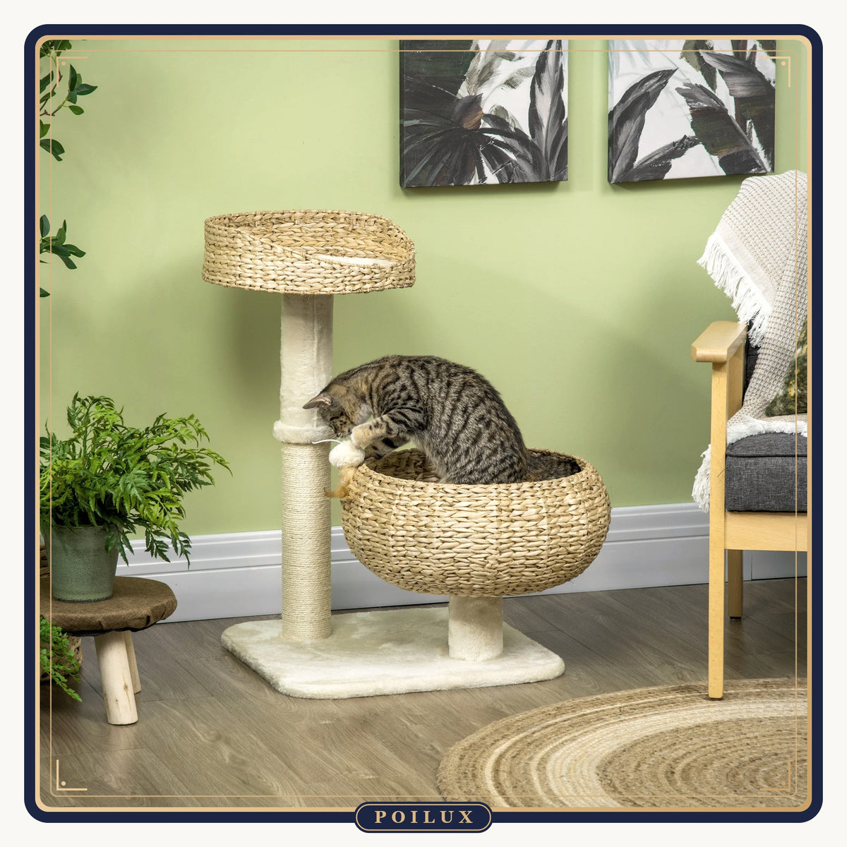 Arbre à chat 72 cm à paniers tressés – vue 2