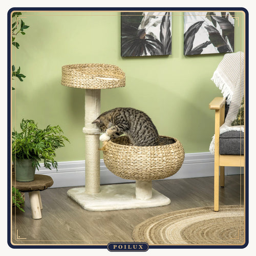 Arbre à chat 72 cm à paniers tressés – vue 2