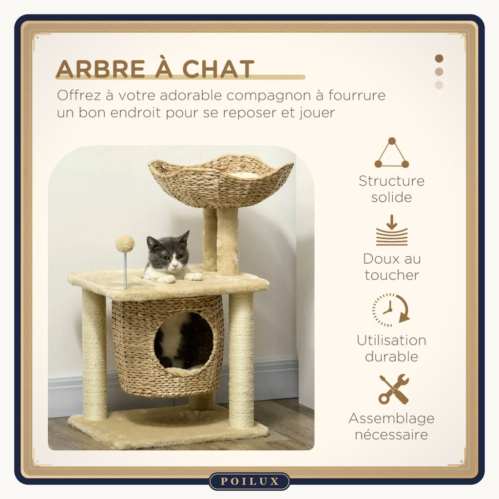 Arbre à chat 74 cm à niche tressée – vue 4