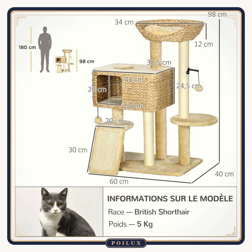 Arbre à chat 98 cm avec rampe griffoir – vue 2