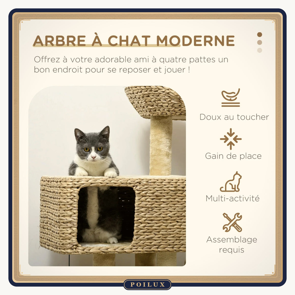 Arbre à chat 98 cm avec rampe griffoir – vue 3