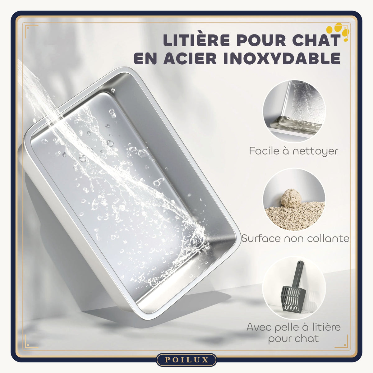 Bac à litière XXL en inox 85 L – vue 7
