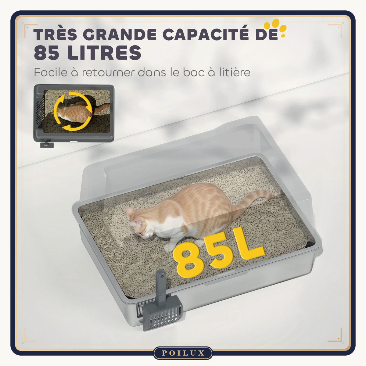 Bac à litière XXL en inox 85 L – vue 8