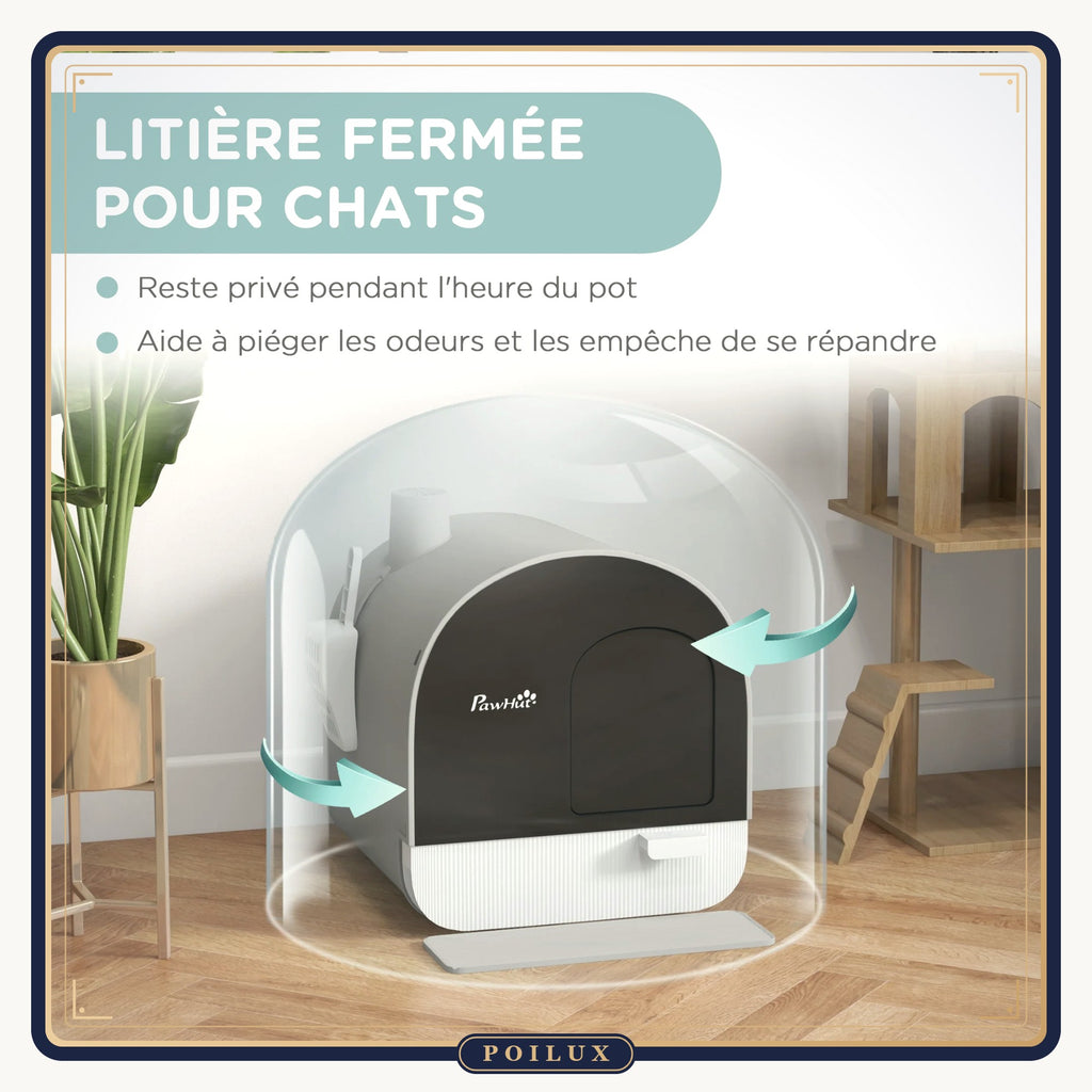 Maison de toilette pour chat à tiroir coulissant – vue 4