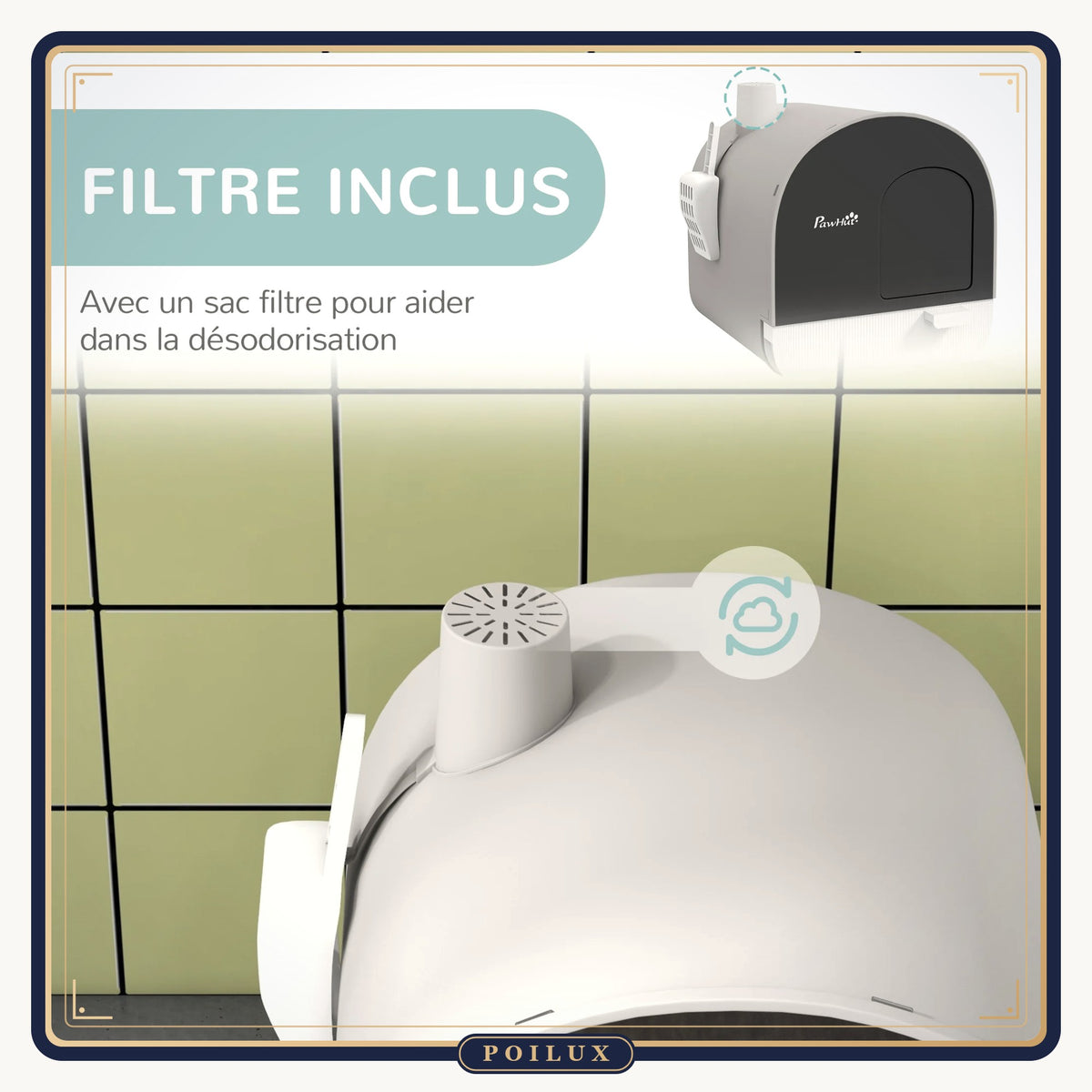Maison de toilette pour chat à tiroir coulissant – vue 5