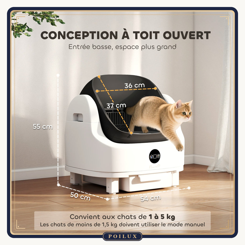 Litière automatique pour chat – dimensions et entrée basse