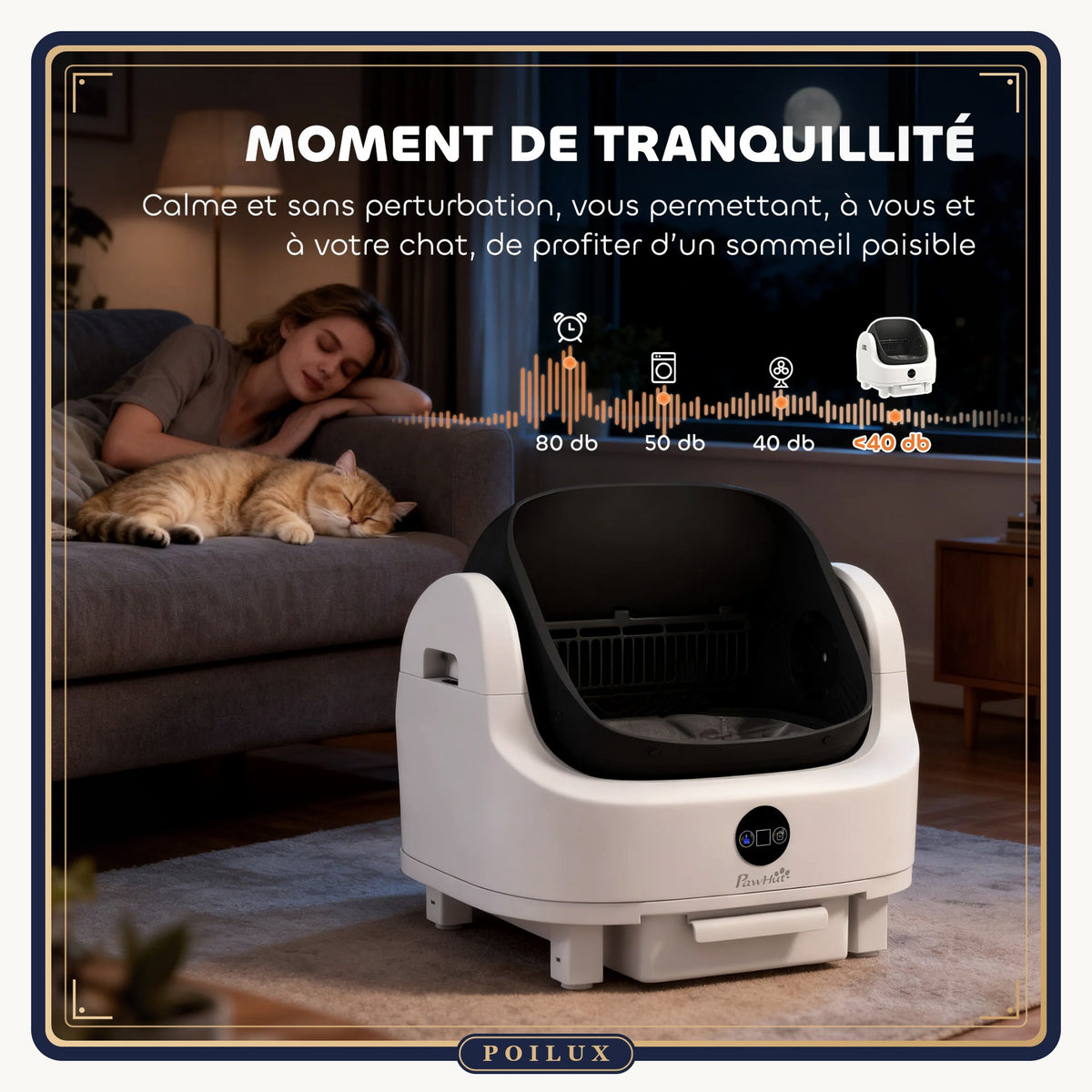 Litière automatique pour chat – fonctionnement silencieux