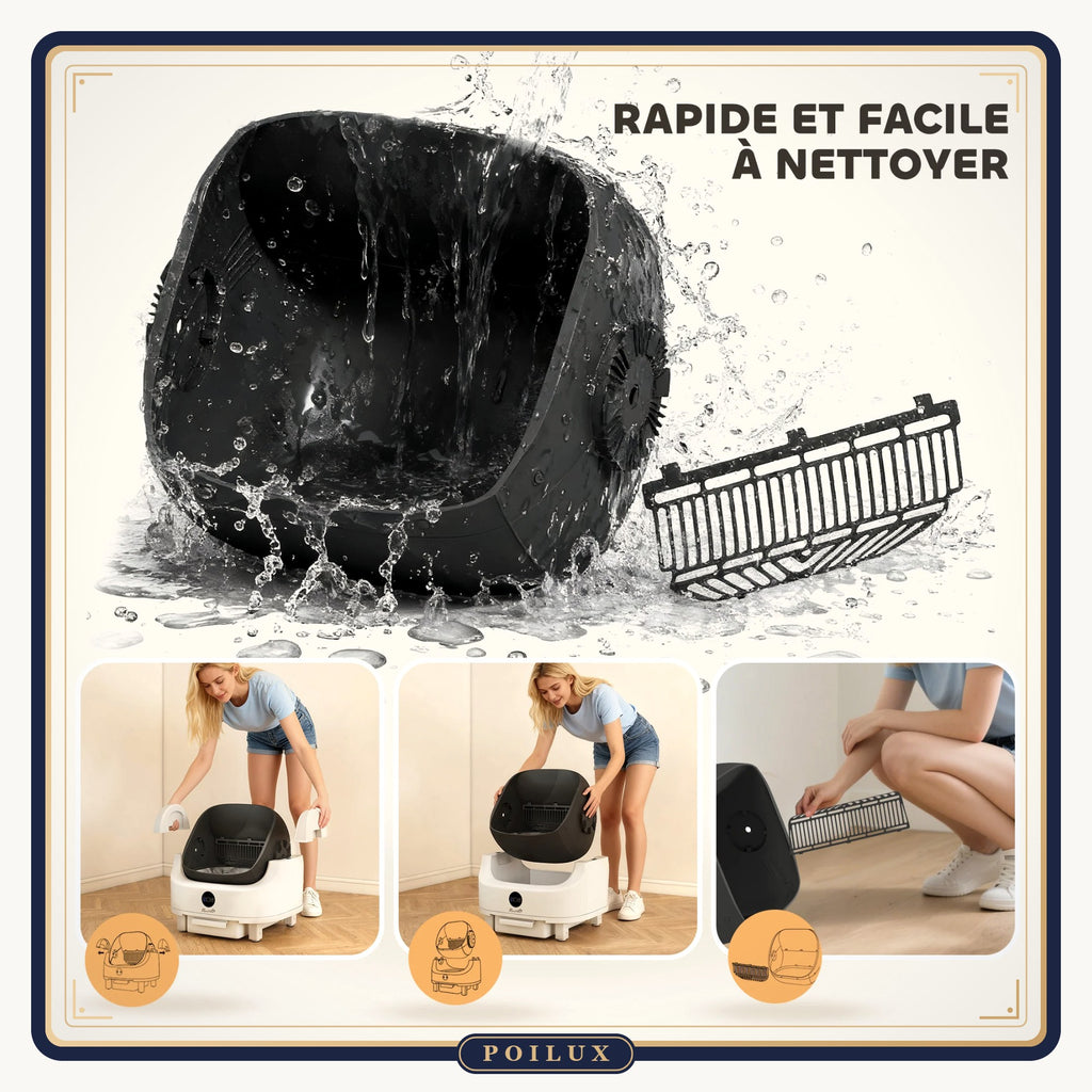 Litière automatique pour chat – tambour démontable, facile à nettoyer