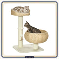 Arbre à chat 72 cm à paniers tressés et griffoir en sisal, sur fond blanc